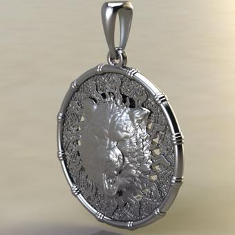 Подвеска с Славянским оберегом Печать Велеса волк из серебра