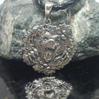 Подвеску с Славянским оберегом Печать Велеса - медведь из серебра