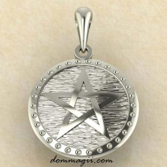 Подвеска Пентограмма из белого  золота