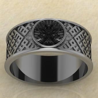 Славянский оберег Алатырь перстень из серебра