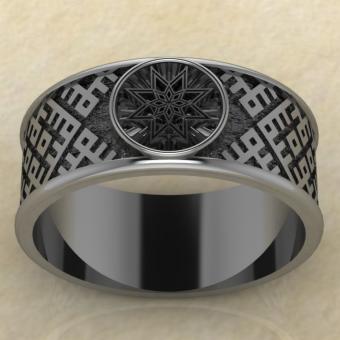 Перстень из серебра Алатырь щит