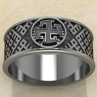 перстень с оберегом Богодар из серебра