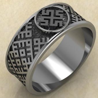 Перстень с Славянский оберегом Боговник из серебра