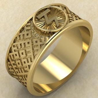 Перстень с Славянским оберегом Чертог Орла из золота