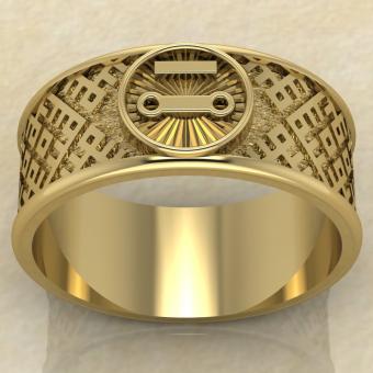 Кольцо с Славянским оберегом Чертог Щуки из золота