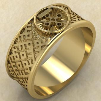 Перстень с Славянским оберегом Чертог Змея из золота