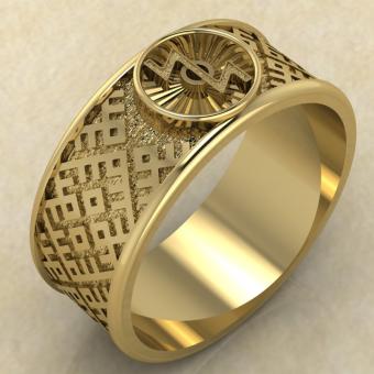 перстень с Славянским оберегом Додола из золота