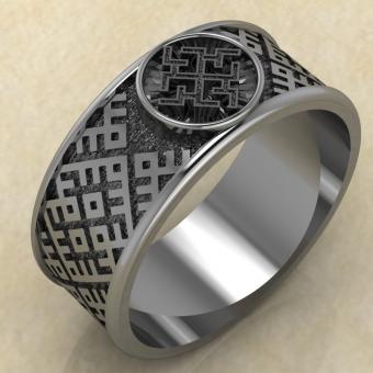 Перстень с Славянским оберегом Духобор из серебра