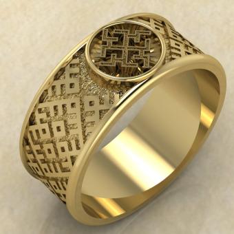 Перстень с Славянским оберегом Духобор из золота