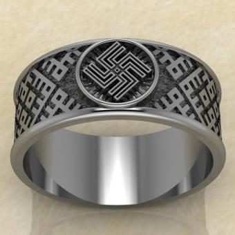 перстень с оберегом Дуния из серебра