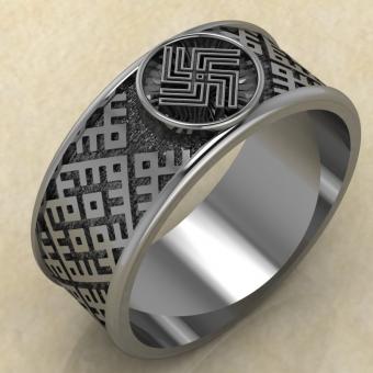 перстень с Славянским оберегом Дуния из серебра