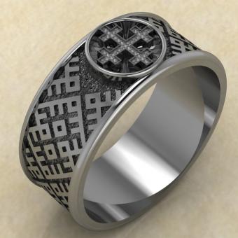 Перстень с Славянским оберегом Двенадцатиконечный крест из серебра