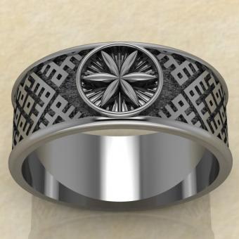 Перстень колесо Перуна серебро