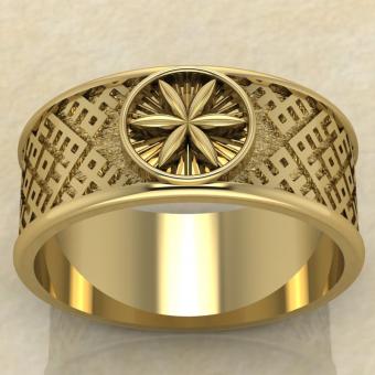 Перстень колесо Перуна золото