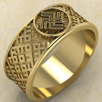 Перстень с Славянским оберегом Небесный вепрь из золота