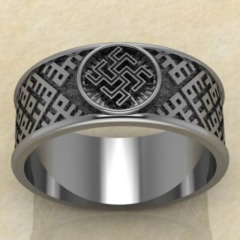 Перстень с Славянским оберегом Новородник из серебра