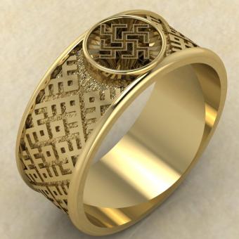 Перстень с Славянским оберегом Новородник из золота