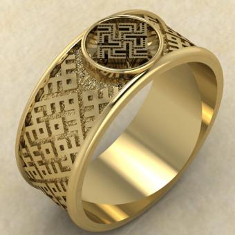 Перстень с Славянским оберегом Одолень трава из золота