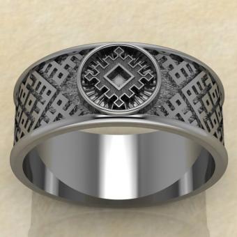 Кольцо с Славянским оберегом Репейник счастья из серебра