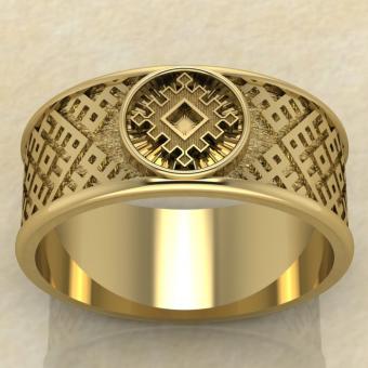 Кольцо с Славянским оберегом Репейник счастья из золота