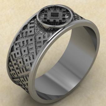 Перстень с Славянским оберегом Репейник счастья из серебра