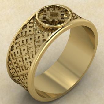 Перстень с Славянским оберегом Репейник счастья из золота