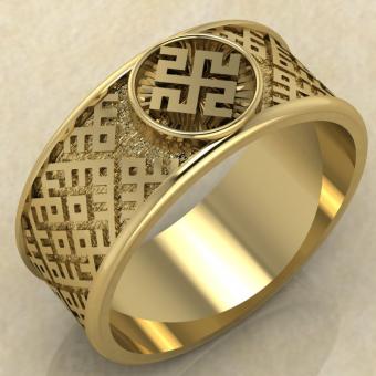 Перстень с Славянским оберегом Родовик из золота