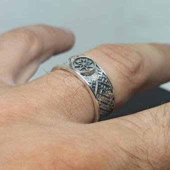 Перстень с Славянским оберегом Алатырь из серебра