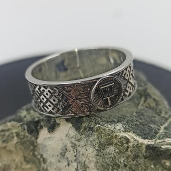 Перстень с Славянским оберегом Чертог Ворона из серебра