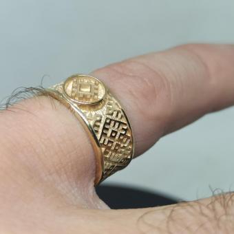 Кольцо с Славянским оберегом Репейник счастья из золота