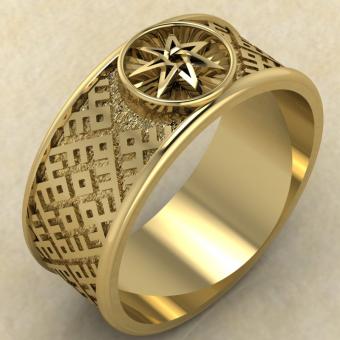 Перстень с амулетом Септаграмма  из золота