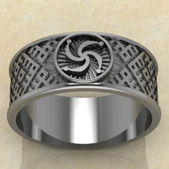 Перстень символ Рода серебро