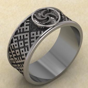 Перстень с Славянским оберегом символ Рода из серебра
