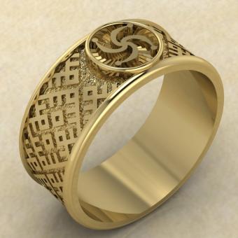 Перстень с Славянским оберегом Рода золото из золота