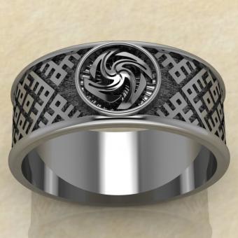 Перстень с оберегом Вайга из серебра