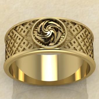 Перстень с оберегом Вайга из золота