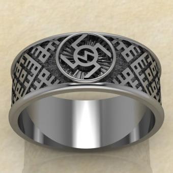 Перстень с оберегом Ведара из серебра