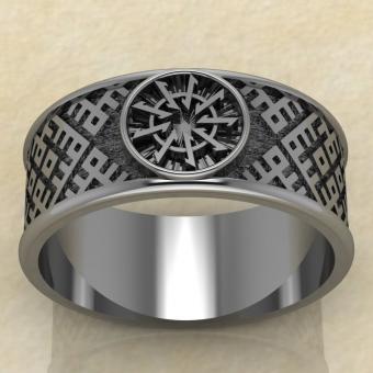 Перстень с оберегом Волчий крюк из серебра