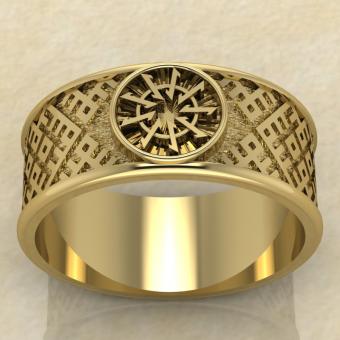 Перстень с оберегом Волчий крюк из золота