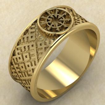 Перстень с Славянским оберегом Волчий крюк из золота