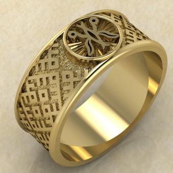 перстень с Славянским оберегом Жива из золота