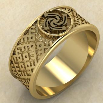 Перстень с Славянским оберегом Знич из золота