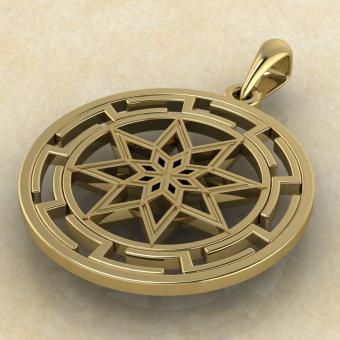 Алатырь щит в протуберанце золото