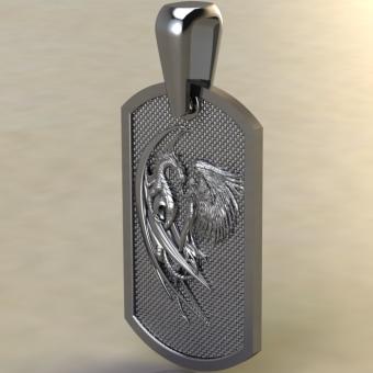 Подвеска с амулетом Дракон и ангел из серебра