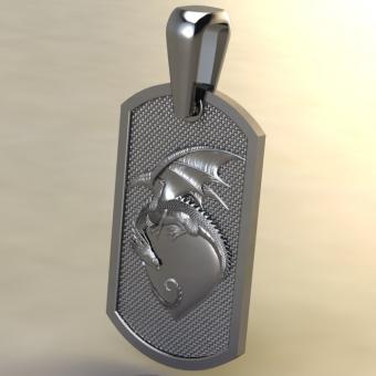 Подвеска с амулетом Дракон на сердце из серебра