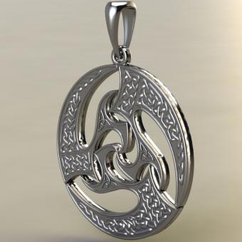 Подвеска с амулетом Кельтский триксель из серебра