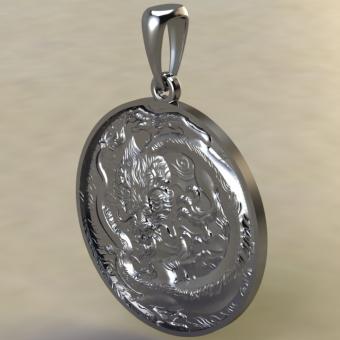 Подвеска с амулетом Китайский дракон из серебра