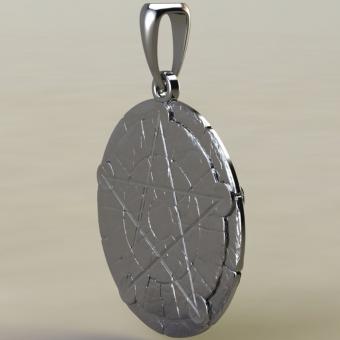 Подвеска с амулетом Пентаграмма на камне из серебра