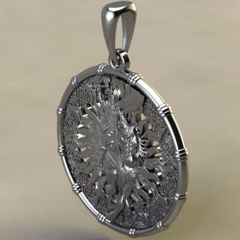 Подвеска с Славянским оберегом Бог Перун из серебра