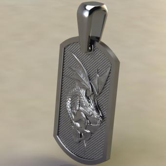 Амулет Дракон и череп из серебра